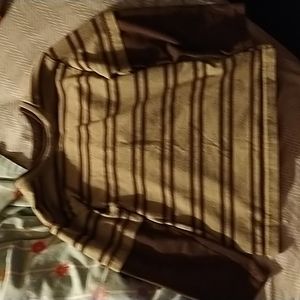 Little boys long sleeve striped brown shirt